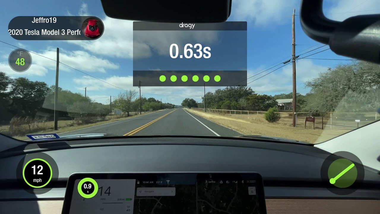 0-60 mph using the Dragy App in a 2020 Tesla Model 3 Performance - YouTube