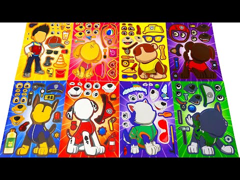 Skye,Chase,Ryder,Marshall,Everest,Rubble PAW PATROL Paper DIY Satisfying with Sticker Book Dress Up