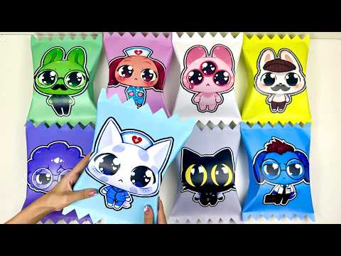 [🐶Paperdiy🦒] Animal Hospital Cute Candy Blind Bag Unboxing✨ ASMR | 동물병원 | Squishy | Roblox