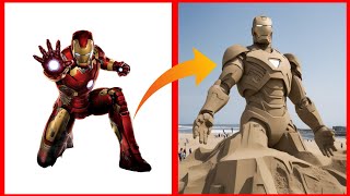 Avengers but Sand Sculptures 😲 All Characters #marvel #sclupture