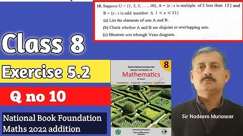 Class 8 Exercise 5.2 Q no 10 Venn Diagrams Ex 5.2 NBF Maths Sir Nadeem Munawar
