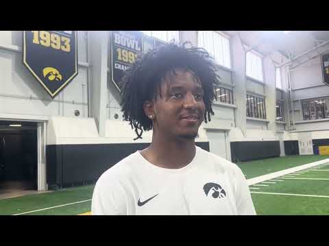 Iowa football DB Anthony Hawkins pre Northern Illinois