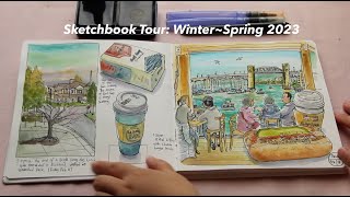 It's Sketchbook Tour Time!  My Winter and Spring 2023 Watercolor Journals