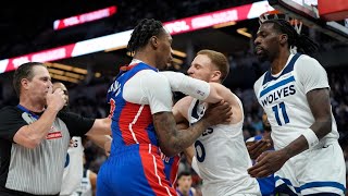 MASSIVE BRAWL in Pistons vs. Timberwolves Game! 7 Ejected After HEATED Clash! 🔥😱