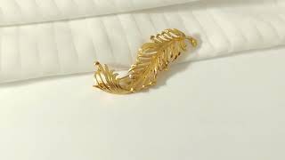 Ah3311002 Three-Dimensional Golden Feather Fall Season Blouse Coat Brooch