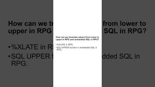 How can we translate values from lower to upper in RPG and embedded SQL in RPG AS400