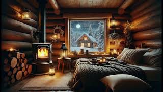 Tranquil Cabin Slumber ? with Snowstorm, Fireplace Glow and Blizzard Ambiance