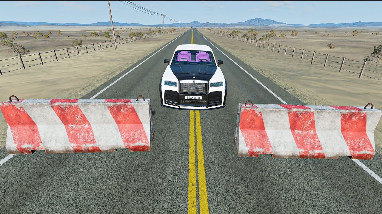 CARS VS CHAINED BARRIER | BEAMNG DRIVE - YouTube