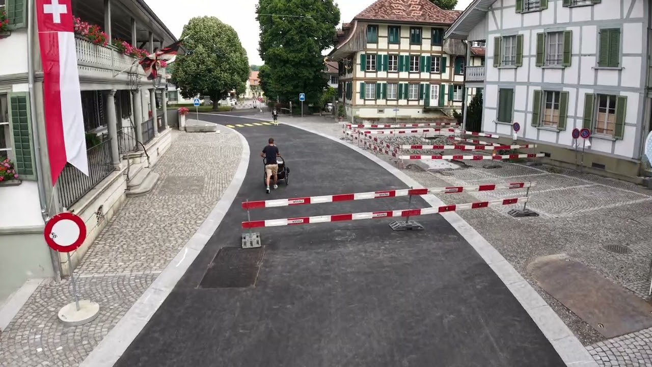 2025-07-27 Ortsdurchfahrt Laupen, Phase 5.2. Einen Tag vor Wiedereröffnung nach Sanierung