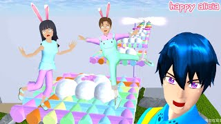 Yuta VS Mio Lomba Parkour Pelangi Jadi Kelinci Ditangkap Cat Butelor 😱🤣 | Sakura | Happy Alicia