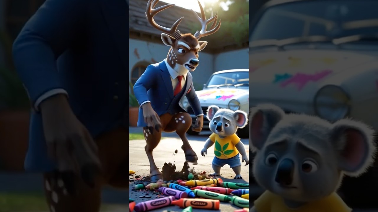 Mischievous Koala  Causes Big Mess with Painting! Mom Forbids Painting!