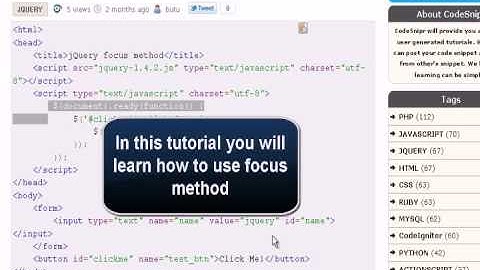 JQUERY Tutorial : jQuery focus method