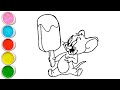Cute Jerry With Ice cream Drawing, Painting and Coloring For Kids and Toddlers_ Jerry With Ice cream