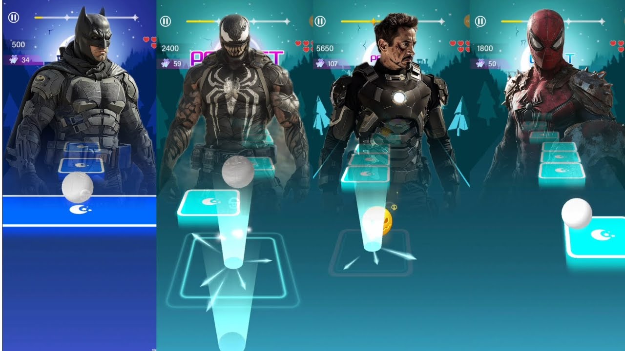 Batman ๐๏ธ Venom ๐๏ธ Iron man ๐๏ธ Spiderman the Tiles hop #batman - YouTube