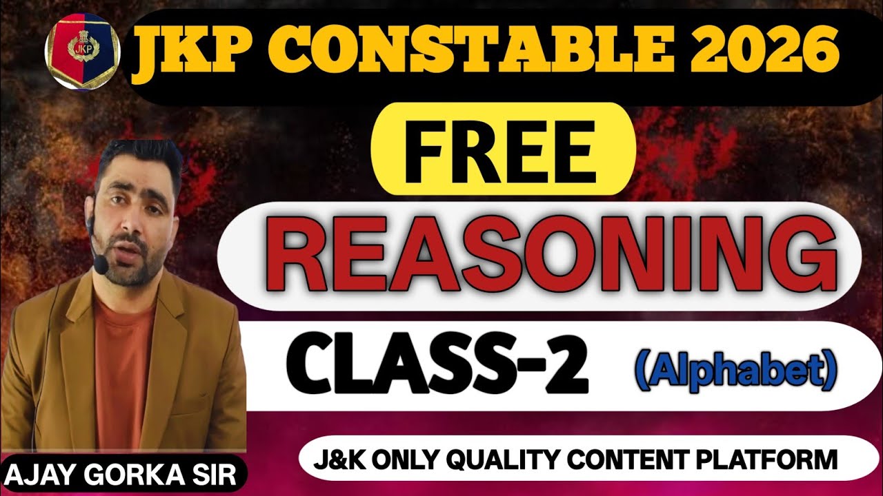 REASONING CLASS -2 (APLHABET) JKP CONSTABLE 2026// FREE CLASS//YOUTUBE// 