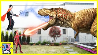 첵스초코 먹고 아이언맨 토르로 변신해 쥬라기 공룡을 물리쳐요!! Superheros VS Jurassic Dinosaur 제이제이 튜브-JJ tube