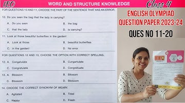 Class 4 IEO English Olympiad Question Paper 2023-24 | IEO Class 4 | English Olympiad for Grade 4