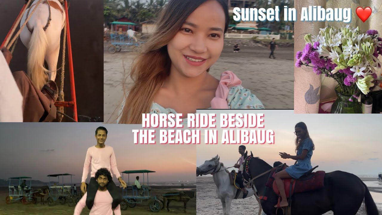 HORSE RIDE IN ALIBAUG BEACH 🏝 BEST SUNSET EVER 🤩 ALIBAUG VLOG aishwaryaanil Mr ksp TABAYAMANA