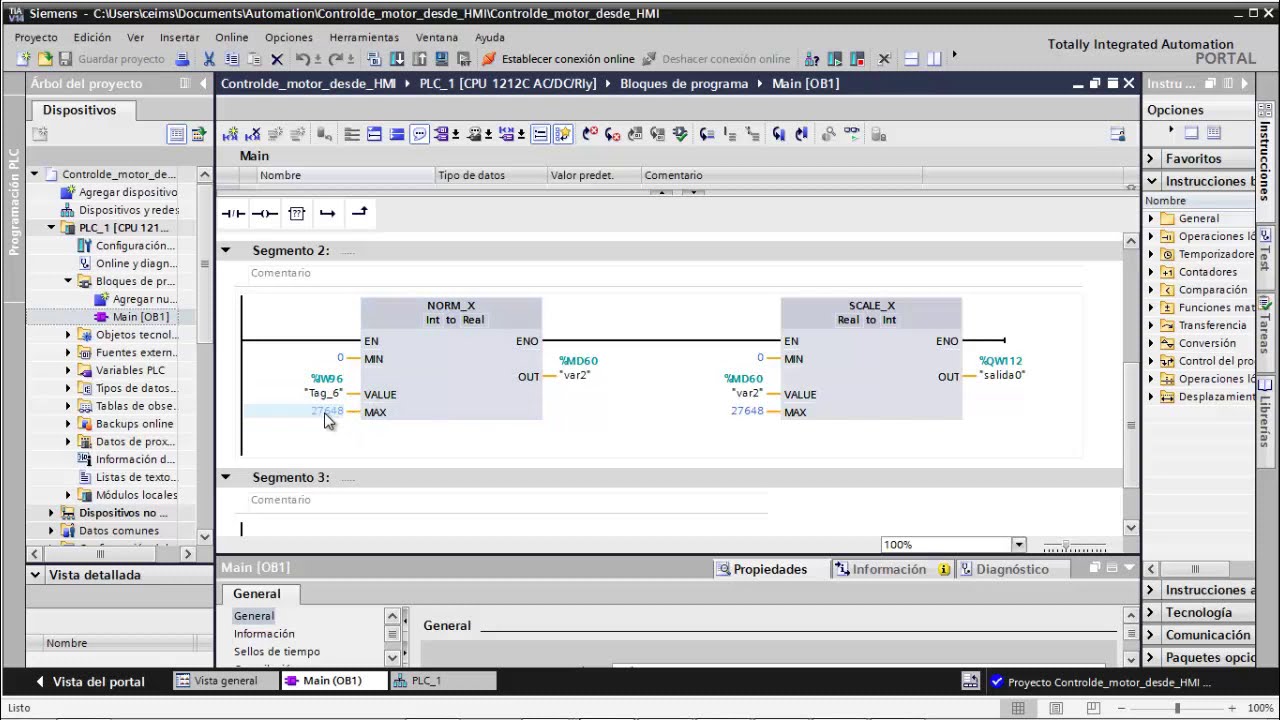 Entradas y salidas analógicas con PLC S7-1200 + Variador de frecuencia + HMI. Parte 1