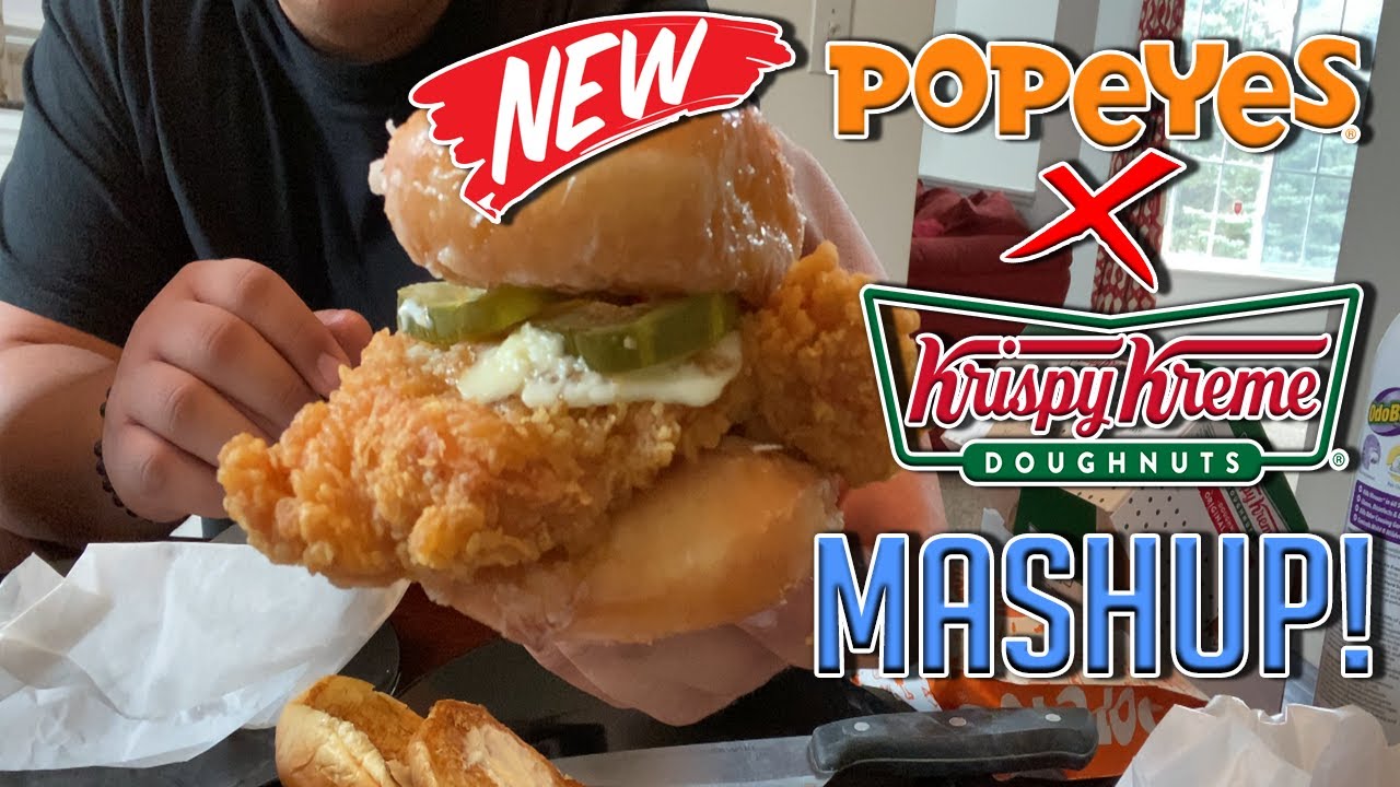 NEW!! Popeyes and Krispy Kreme Chicken Sandwich! (Is it Better than KFC