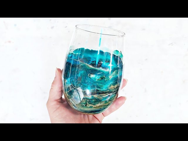 OMG! Stained glass alcohol ink and epoxy resin wine glass - so pretty!!! -  YouTube