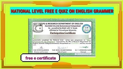 National Level Free E certificate quiz with answers on English Aptitude-Free certificateQuiz online