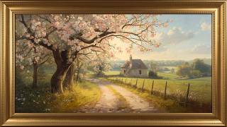 Cherry Blossom Country Path 4K Spring Landscape Art for Frame TV | Vintage Oil Painting Screensaver screenshot 4