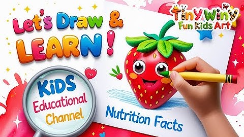 How to Draw a Strawberry 🍓| Step by Step Fruit Art | 5 SWEET Health Facts! 🎨 | Tinywiny Fun Kids Art