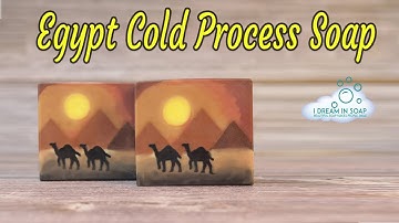 Cold Process soap making. Africa (Egypt) themed soap. Landscape soap Continent series