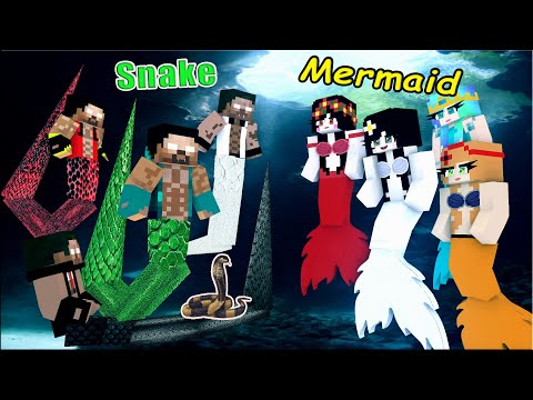 The Snake Love The Mermaid : Herobrine Brothers and Sadako Sisters :Monster School