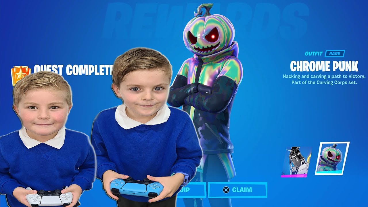 After School My 2 Kids Unlocking FREE Fortnite Skin CHROME PUNK
