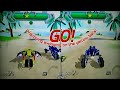 Wii ExciteBots: Trick Racing G2, 2P local splitscreen, School Cup on Fiji, Bat vs Frog!