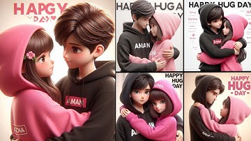 Create 3D Ai Happy Hug Day couples name image creator | Bing image creator tutorial FREE | Bing Ai