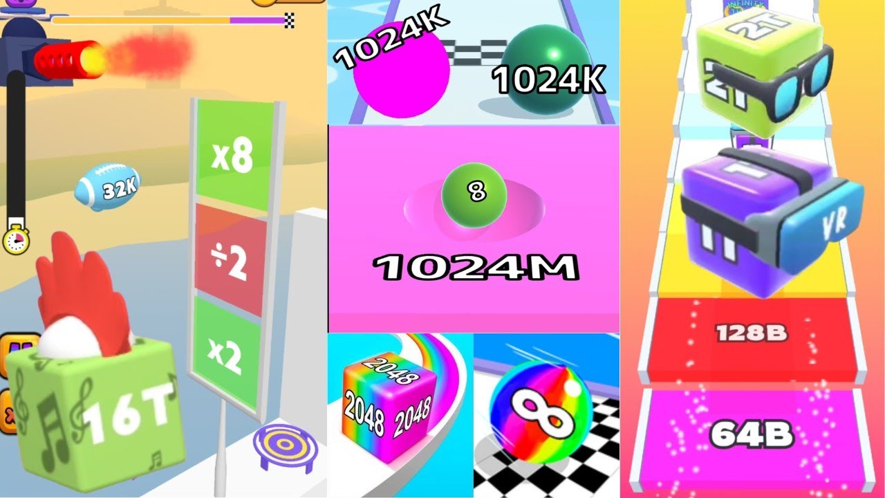 Happy Cubes 2048 vs Jelly Run 2048 vs Ball Run Infinity #ballgamezone #cutiepie22yt