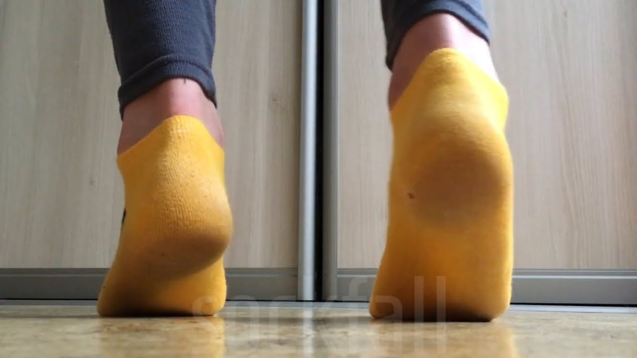 Yellow ankle socks closeup on the floor YouTube