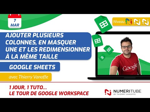 GOOGLE SHEETS : AJOUTER PLUSIEURS COLONNES, EN MASQUER UNE ET LES REDIMENSIONNER A LA MEME TAILLE