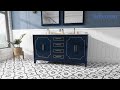 Transform Your Bathroom with the 60" Navy Blue Freestanding Vanity and Carrara White Quartz Top!