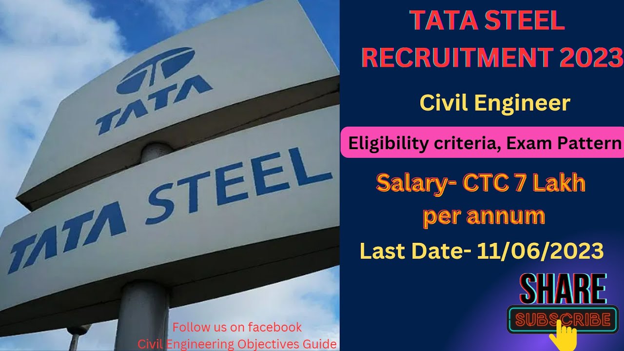 TATA STEEL RECRUITMENT SALARY 7 LAKH per Annum YouTube