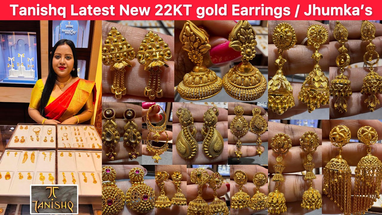 “Huge”😲Tanishq latest new beautiful gold Earrings / Light weight jhumka’s collection for festivals ✨