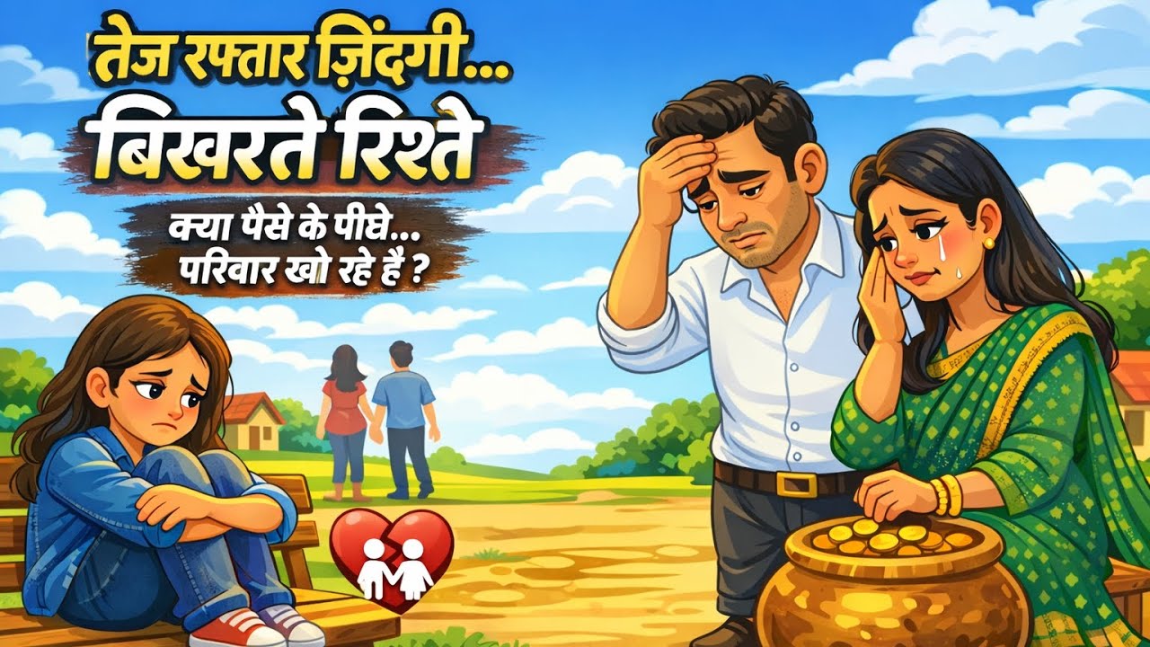 तेज़ रफ्तार दुनिया और बिखरते रिश्ते | Emotional Hindi Story | काम vs परिवार की सच्चाई 😢