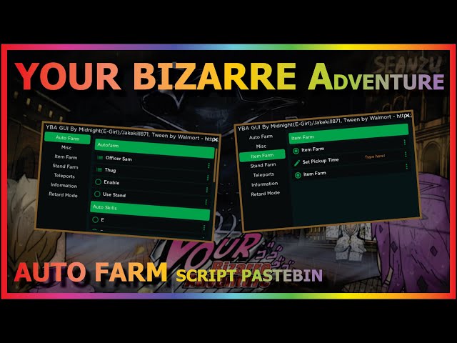 Your Bizarre Adventure YBA Full Auto Farm, Tp Item and God Mode