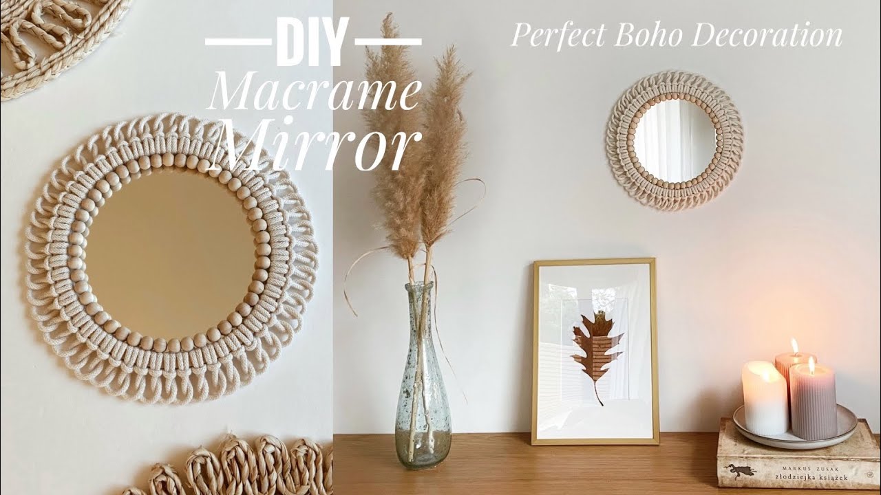 DIY Macrame Mirror With Wooden Beads/Christmas Decoration/Lustro z  koralami/Dekoracja świąteczna - YouTube