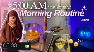 5AM MUSLIMAH MORNING ROUTINE 🎀 | praying tahajjud, reading quran, journaling, motivational routine