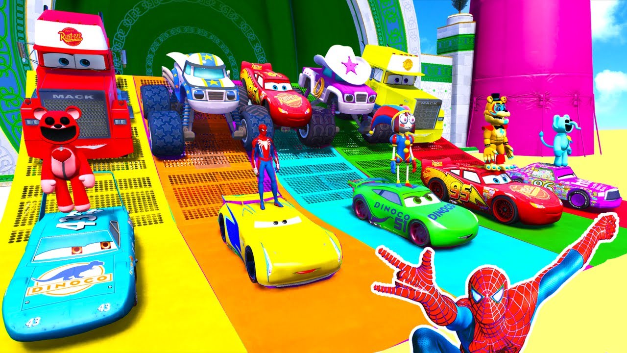 GTA V SPIDER-MAN 2, FIVE NIGHTS AT FREDDY'S, POPPY PLAYTIME CHAPTER 3 Join in Epic New Stunt Racing