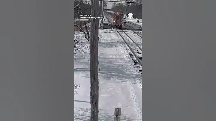 Train Smashes Car at Snowy Crossing!