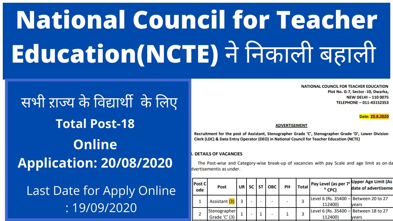 National Council for Teacher Education (NCTE) ने निकाली ...