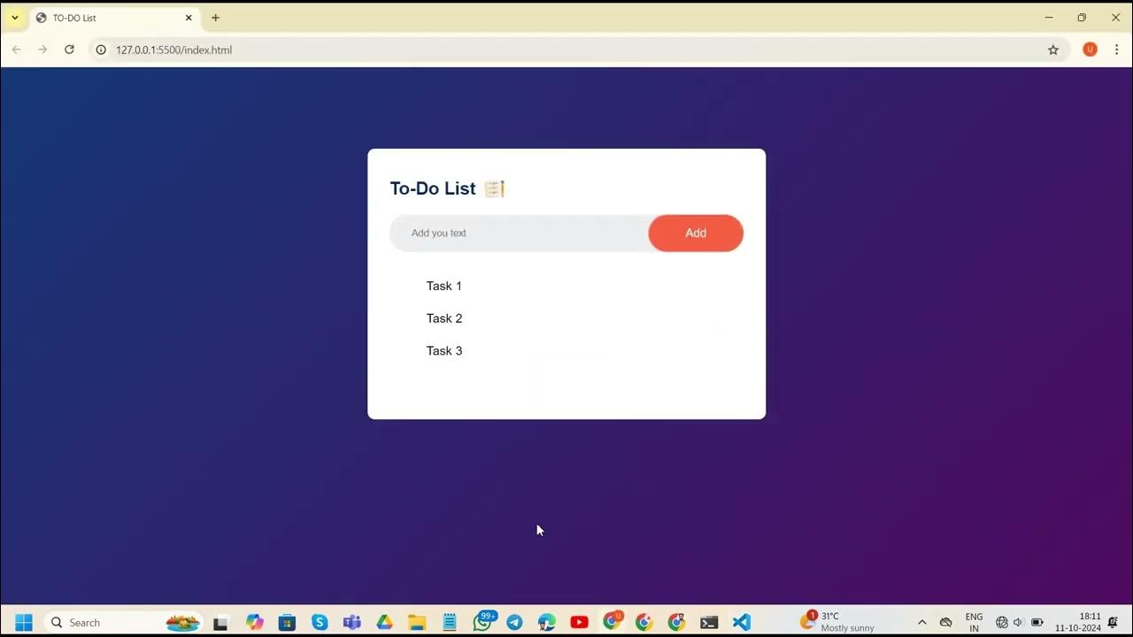 How To Create To-Do List App Using HTML CSS And JavaScript| Task App In ...