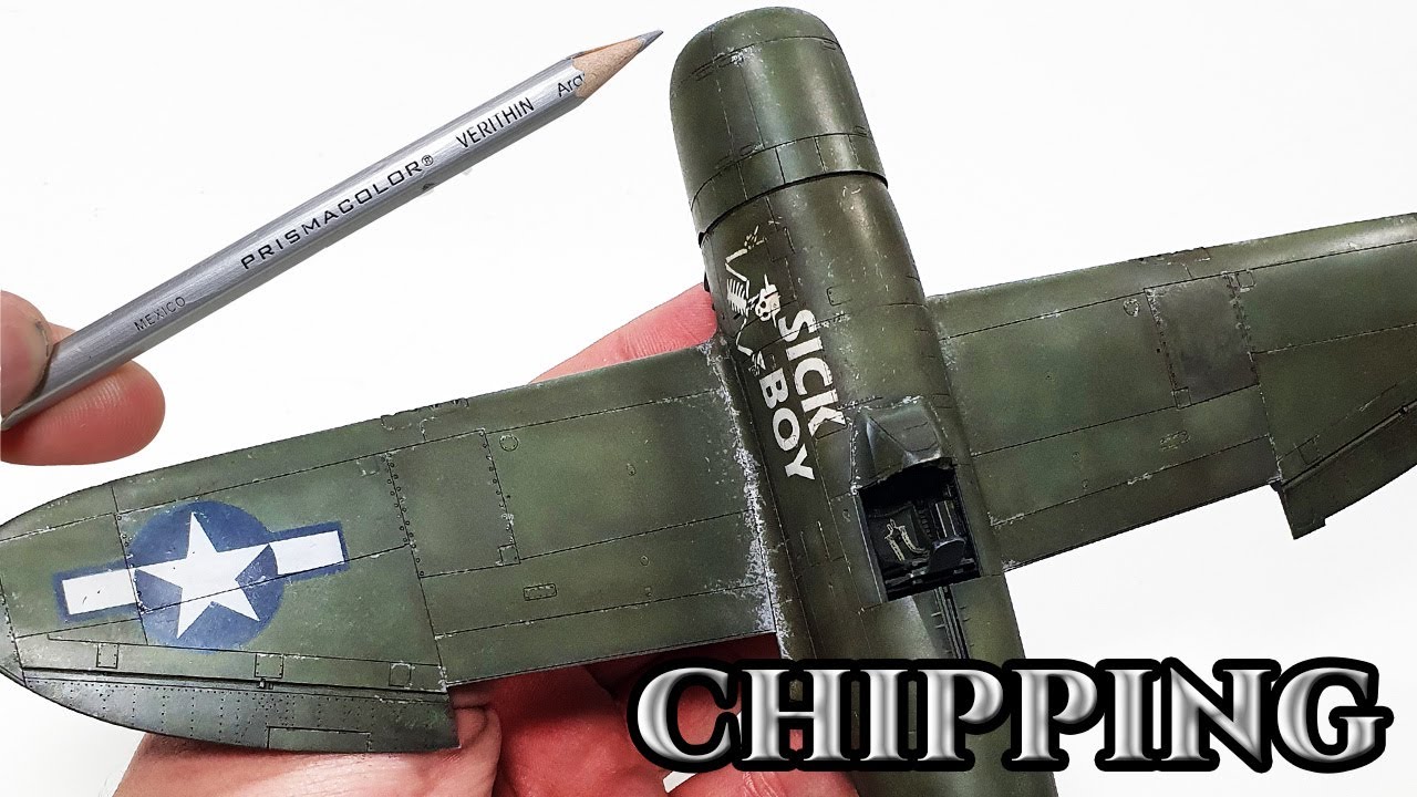 Chipping com lápis e esponja no P-47 - Plastimodelismo