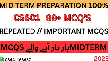 CS601 MIDTERM PREPARATION 2025 // IMPORTANT AND REPEATED MCQS FOR MIDTERM // #midtermpreparation2025