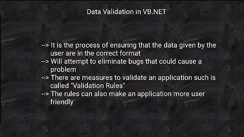 Data Validation in Visual Basic .NET | Data Validation in VB.NET | Validation Requirements in VB.NET